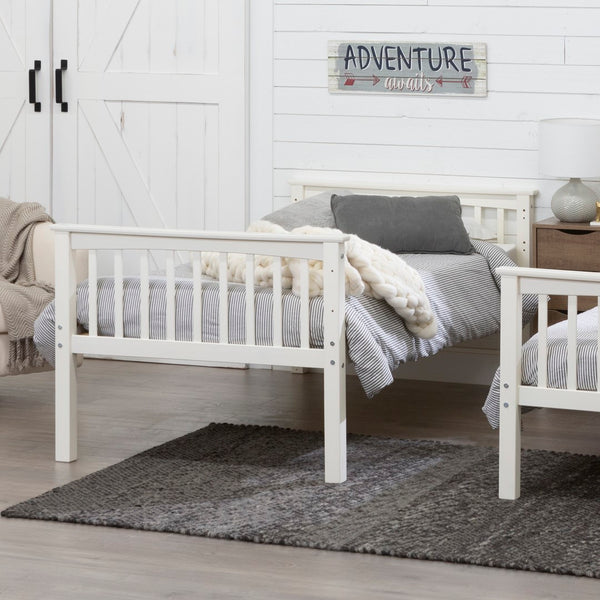 Walker Edison Solid Wood Twin over Twin Mission Design Bunk Bed - White in Solid Wood, Painted Finish BWTOTMSWH 842158101839