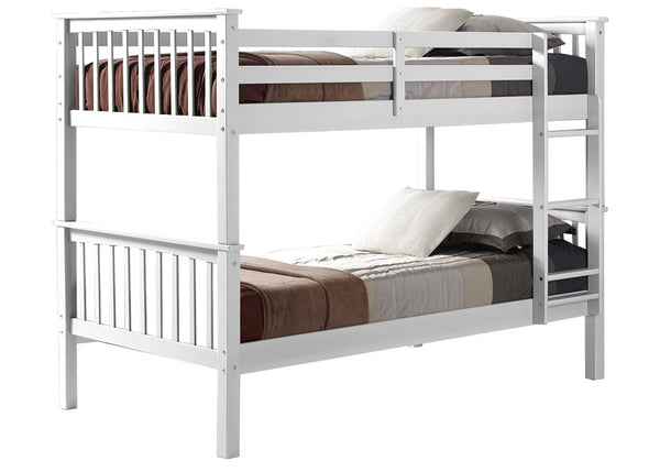 Walker Edison Solid Wood Twin over Twin Mission Design Bunk Bed - White in Solid Wood, Painted Finish BWTOTMSWH 842158101839