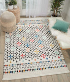 Nourison Kamala DS504 Tribal Machine Made Power-loomed Indoor only Area Rug White 7'10" x 10'6" 99446407726