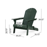Malibu Outdoor Rustic Acacia Wood Folding Adirondack Chair (Set of 4), Dark Green