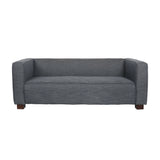Cossitt Contemporary Fabric Upholstered Loveseat, Charcoal and Dark Walnut Noble House