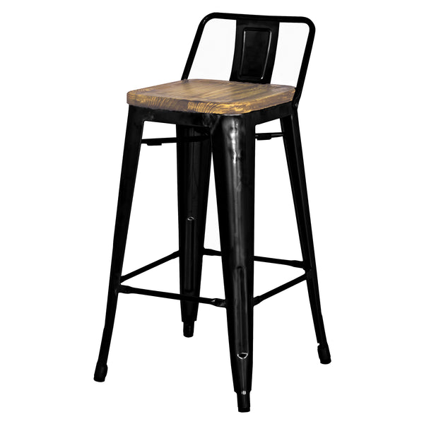 Metropolis Low-Back Counter Stool Set of 4 - Stylish Retro Design for Modern Dining Spaces