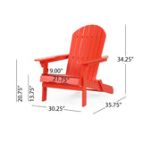 Malibu Outdoor Rustic Acacia Wood Folding Adirondack Chair (Set of 4), Red
