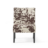 Kassi Contemporary Fabric Slipper Accent Chair, Cow Print and Matte Black Noble House