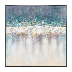 Sagebrook Home Contemporary 48x48 Handpainted Abstract Canvas, Teal/white 70161 Teal Polyester Canvas