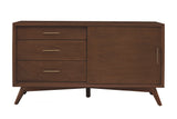 Alpine Furniture Flynn Small TV Console, Walnut 966WAL-15 Walnut Mahogany Solids & Okoume Veneer 50 x 20 x 27