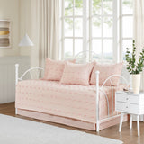 Brooklyn Cottage/Country 100% Cotton Jacquard 5Pcs W/Chenille Dots Daybed Set