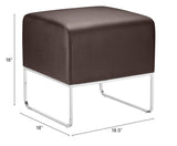 Zuo Modern Plush 100% Polyurethane, Plywood, Steel Modern Commercial Grade Ottoman Espresso, Chrome 100% Polyurethane, Plywood, Steel