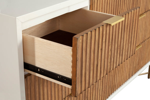 Larsen Dresser in White & Natural - Elegant Mahogany with Gold Accents and Felt-Lined Drawers
