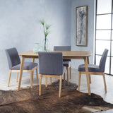 Noble House Fabrizio Mid-Century Modern 5 Piece Dining Set, Dark Gray and Natural Oak