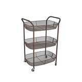 Sagebrook Home Contemporary Ec, 3-tier Metal Basket Bar Cart 11789 Bronze/copper Metal