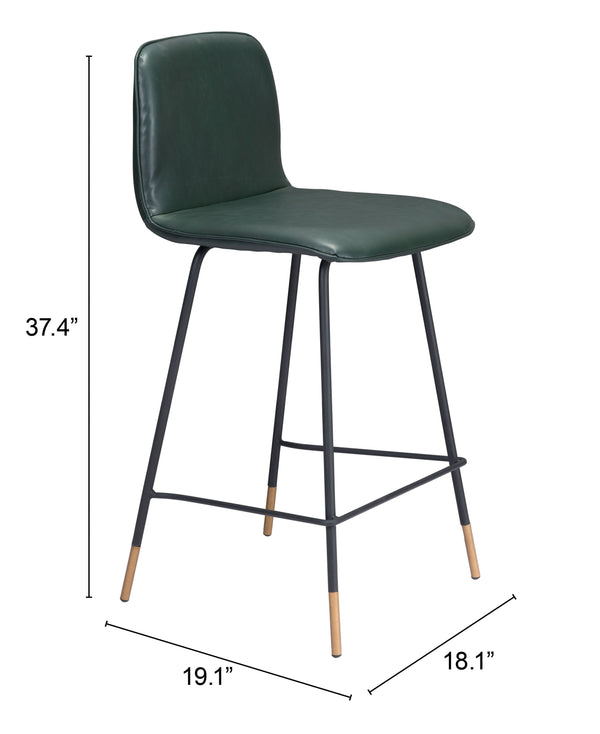 Zuo Modern Var 100% Polyurethane, Plywood, Steel Modern Commercial Grade Counter Stool Green, Black, Gold 100% Polyurethane, Plywood, Steel