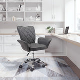 English Elm EE2721 100% Polyurethane, Plywood, Steel Modern Commercial Grade Office Chair Gray, Chrome 100% Polyurethane, Plywood, Steel