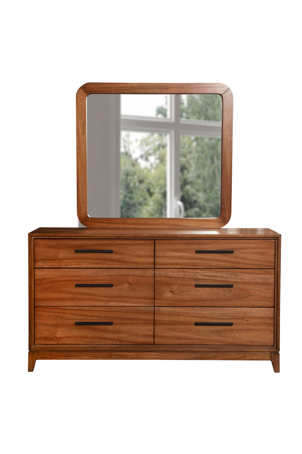 Nova Mirror in Honey Maple - Elegant Mahogany Design, Fully Assembled, Perfect for Your Dresser!