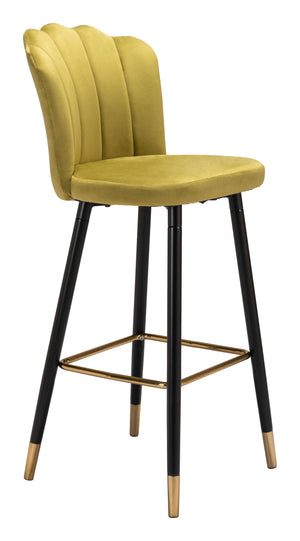 Zuo Modern Zinclair 100% Polyester, Plywood, Steel Modern Commercial Grade Barstool Yellow, Black, Gold 100% Polyester, Plywood, Steel