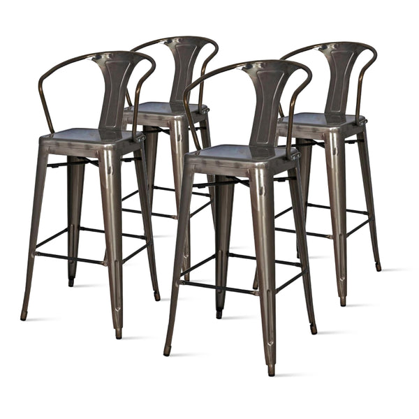 Metropolis Metal Counter Stool - Set of 4 - Gunmetal