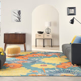 Nourison Allur ALR06 Contemporary Machine Made Power-loomed Indoor only Area Rug Turquoise Multicolor 9' x 12' 99446838810