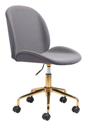 Zuo Modern Miles 100% Polyurethane, Plywood, Steel Modern Commercial Grade Office Chair Gray, Gold 100% Polyurethane, Plywood, Steel