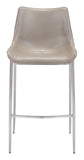 English Elm EE2647 100% Polyurethane, Plywood, Stainless Steel Modern Commercial Grade Bar Chair Set - Set of 2 Gray, Silver 100% Polyurethane, Plywood, Stainless Steel