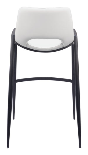 Zuo Modern Desi 100% Polyurethane, Plywood, Steel Modern Commercial Grade Barstool Set - Set of 2 White, Black 100% Polyurethane, Plywood, Steel