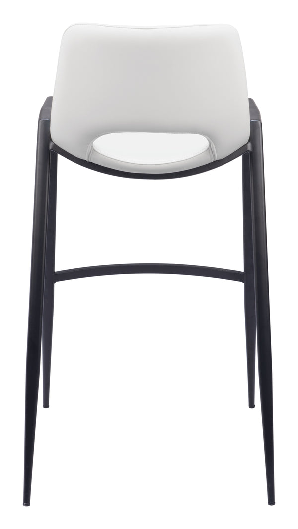 Zuo Modern Desi 100% Polyurethane, Plywood, Steel Modern Commercial Grade Barstool Set - Set of 2 White, Black 100% Polyurethane, Plywood, Steel