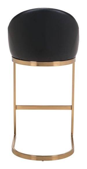Zuo Modern Scott 100% Polyurethane, Plywood, Steel Modern Commercial Grade Barstool Black, Gold 100% Polyurethane, Plywood, Steel