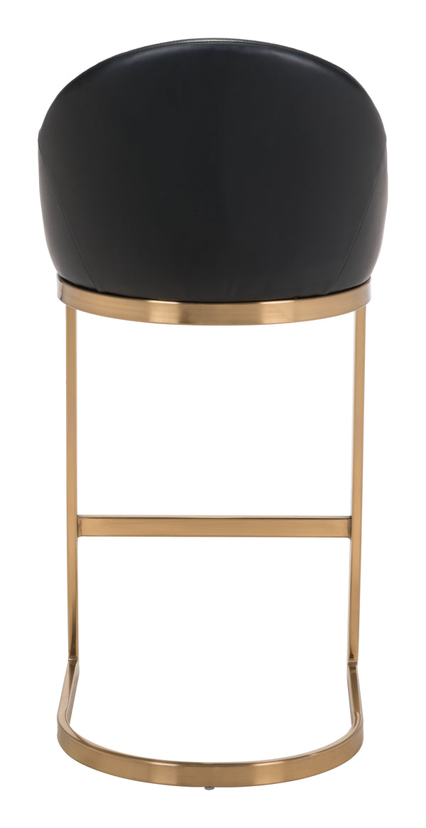 Zuo Modern Scott 100% Polyurethane, Plywood, Steel Modern Commercial Grade Barstool Black, Gold 100% Polyurethane, Plywood, Steel