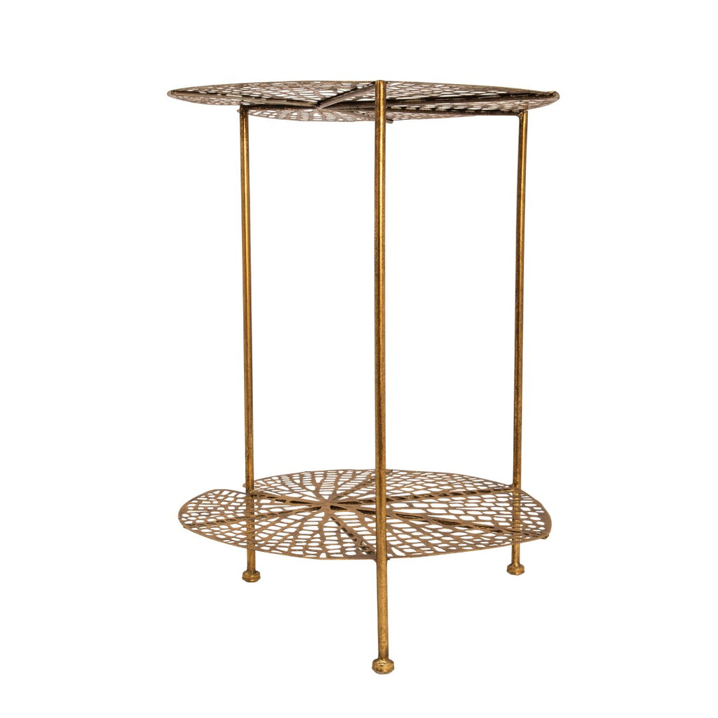 Sagebrook Home Casual Home Metal 22" Lotus Accent Table, Gold 15051 Gold Metal