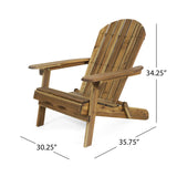 Malibu Outdoor Acacia Wood Folding Adirondack Chairs with Cushions (Set of 2), Natural and Navy Blue