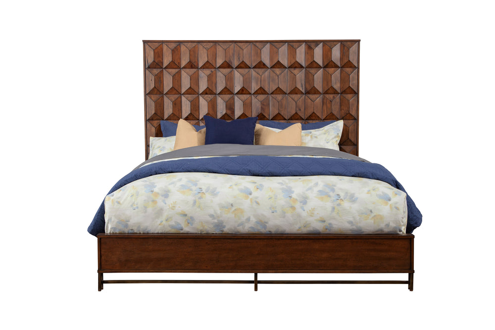 Trig Standard King Panel Bed - Urban Chic Design with Bronze Accents and Solid Pine Construction