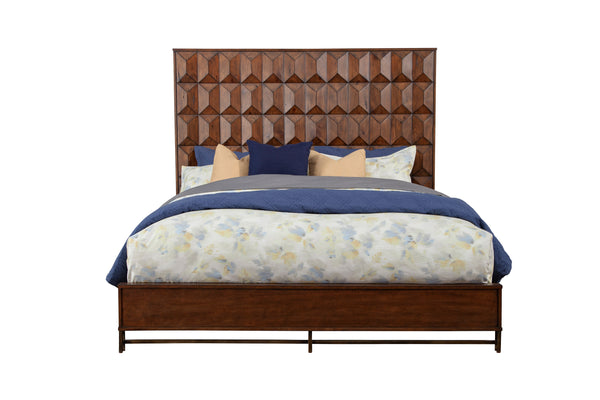 Trig Standard King Panel Bed - Urban Chic Design with Bronze Accents and Solid Pine Construction