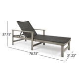 Hampton Outdoor Rustic Acacia Wood Chaise Lounge with Wicker Seating, Light Gray and Mixed Black Noble House
