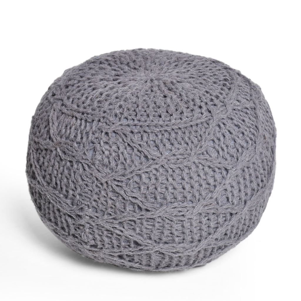 McCardell Handcrafted Boho Fabric Pouf, Charcoal Noble House