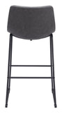 Zuo Modern Smart 100% Polyurethane, Plywood, Steel Transitional Commercial Grade Barstool Set - Set of 2 Charcoal, Black 100% Polyurethane, Plywood, Steel