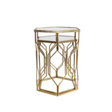 Sagebrook Home Glam Set of 2 -  Mirrored Hexagon Accent Tables 25/21" Gold 14052-02 Gold Metal