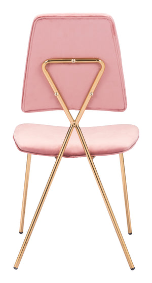 Zuo Modern Chloe 100% Polyester, Plywood, Steel Modern Commercial Grade Dining Chair Set - Set of 2 Pink, Gold 100% Polyester, Plywood, Steel