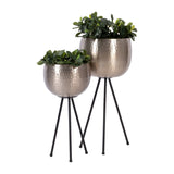 Sagebrook Home Contemporary Set of 2 -  Iron 26"/22" Hammered Bowlplanters, Silver 14270-01 Silver Iron