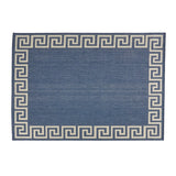 Preveli 5'3" x 7' Outdoor Area Rug, Blue and Ivory Noble House