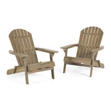 Hanlee Outdoor Rustic Acacia Wood Folding Adirondack Chair (Set of 2), Gray