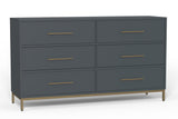 Alpine Furniture Madelyn Six Drawer Dresser, Slate Gray 2010G-03 Slate Gray Mahogany Solids & Veneer 60 x 18 x 34