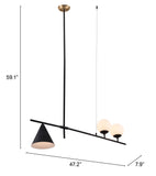 Zuo Modern Richiza Steel, Glass Modern Commercial Grade Ceiling Lamp Black Steel, Glass