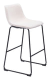 Zuo Modern Smart 100% Polyester, Plywood, Steel Transitional Commercial Grade Barstool Set - Set of 2 Ivory, Black 100% Polyester, Plywood, Steel