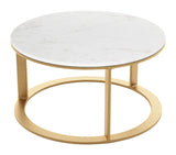 Zuo Modern Helena Marble, MDF, Aluminum Modern Commercial Grade Coffee Table White, Gold Marble, MDF, Aluminum