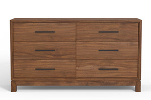 Nova Dresser in Honey Maple - Fully Assembled Mahogany with Six Drawers and Elegant Bronze Hardware