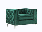 Da Vinci Green Velvet Club Chair
