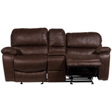 Porter Designs Ramsey Leather-Look seat Transitional Reclining Console Love Brown 03-112C-02-6016