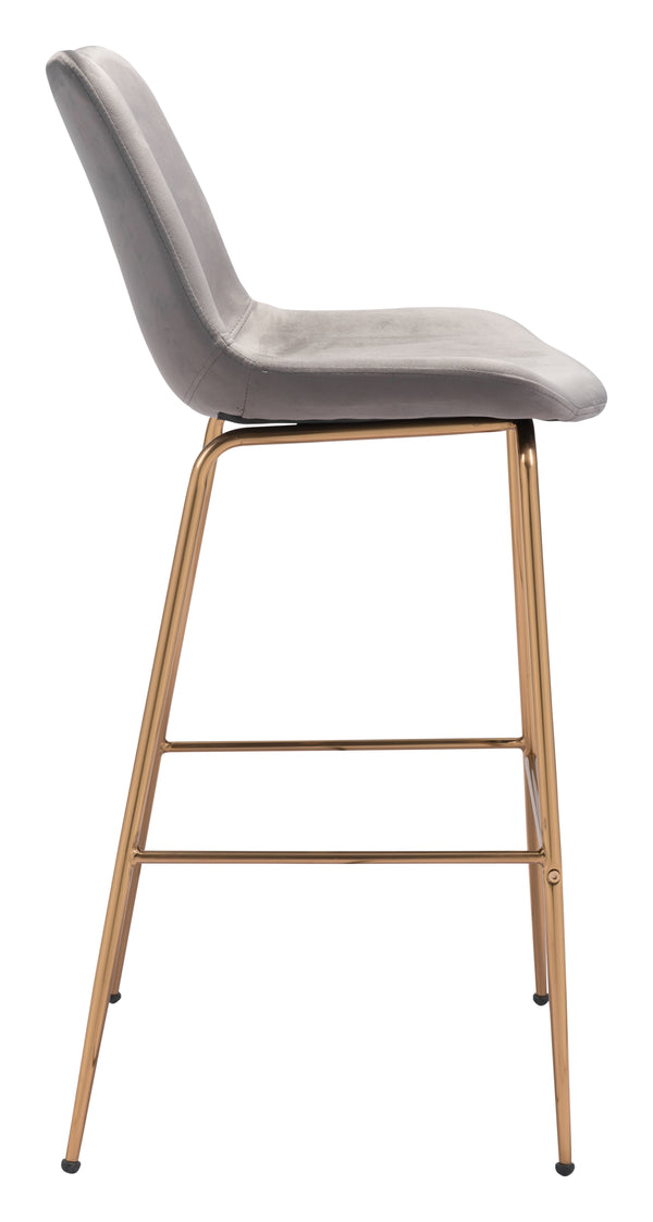 Zuo Modern Tony 100% Polyester, Plywood, Steel Modern Commercial Grade Barstool Gray, Gold 100% Polyester, Plywood, Steel