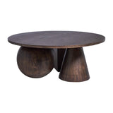 Sagebrook Home Contemporary Geometric Shaped Legs Coffee Table, Brown Kd 17098 Brown Oak Wood