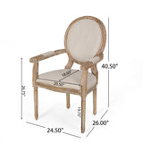 Judith French Country Wood Upholstered Dining Chair, Beige and Natural Noble House