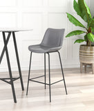 Zuo Modern Byron 100% Polyurethane, Plywood, Steel Modern Commercial Grade Barstool Gray, Black 100% Polyurethane, Plywood, Steel